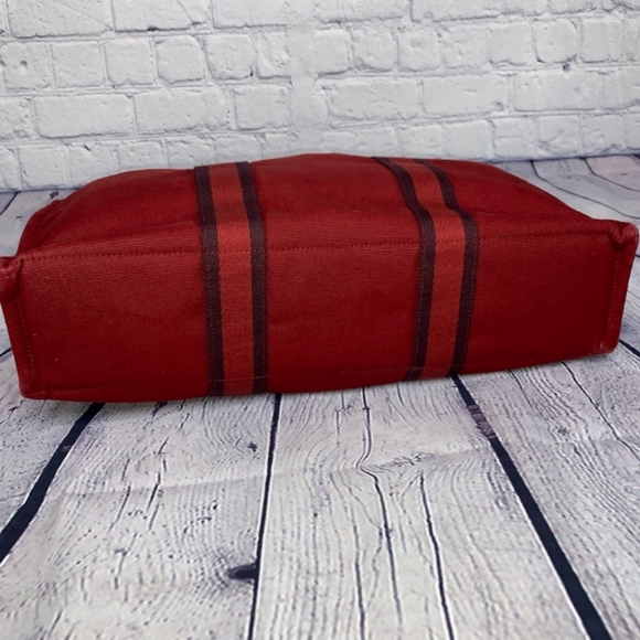 🌹 Hermès Red Fourre Tout MM Canvas Tote Bag NEW! - Picture 13 of 16